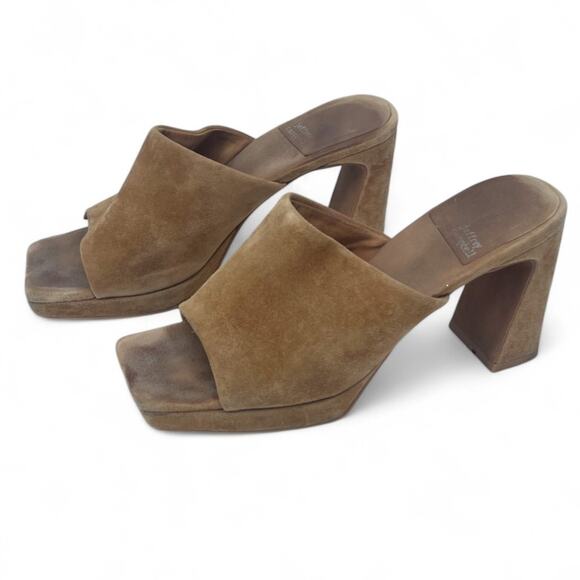 Jeffery Campbell | 9 | Chunky Platform Sandals Heels Suede Brown Slip On Women - Picture 1 of 5